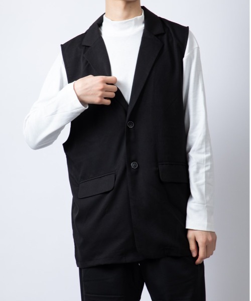 Beno（ビーノ）の「ストレッチTR テーラードベスト（ベスト・メンズ・ブラック/チャコールグレー・L/M）」の2枚目の写真
