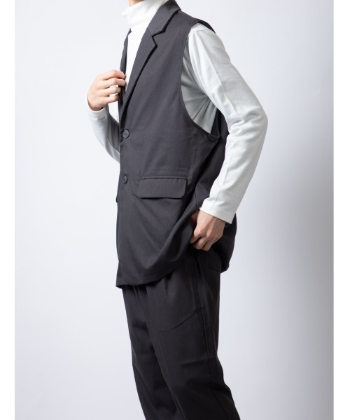 Beno（ビーノ）の「ストレッチTR テーラードベスト（ベスト・メンズ・ブラック/チャコールグレー・L/M）」の16枚目の写真