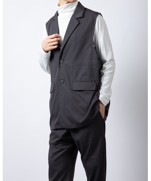 Beno（ビーノ）の「ストレッチTR テーラードベスト（ベスト・メンズ・ブラック/チャコールグレー・L/M）」の15枚目の写真