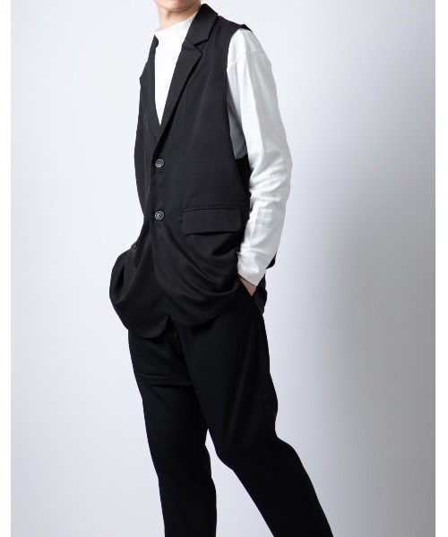 Beno（ビーノ）の「ストレッチTR テーラードベスト（ベスト・メンズ・ブラック/チャコールグレー・L/M）」の19枚目の写真
