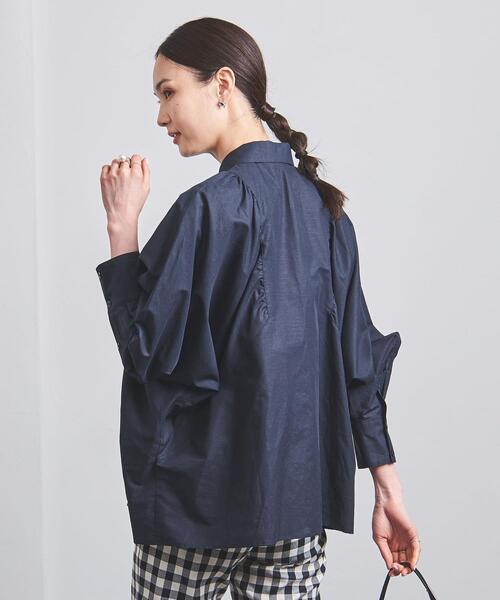 UNITED ARROWS◆ドルマン ギャザーシャツ/コットン/BLU/1516-216-1241 UNITED ARROWS - 【NAVY】【FREE】C/LI ギャザー ドルマン