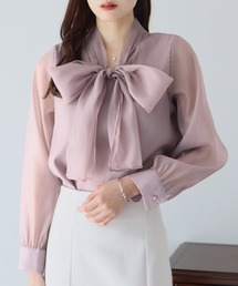 BLUEEAST | オーガンジーシアーボウタイブラウス(シャツ/ブラウス)