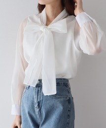 BLUEEAST | オーガンジーシアーボウタイブラウス(シャツ/ブラウス)
