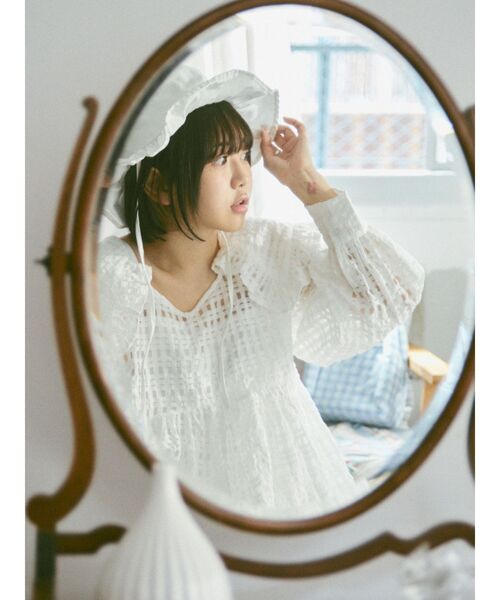 merry jenny(メリージェニー)の「frillキャンバスHAT(ハット・レディース・ブラック/オフホワイト・FREE)」の7枚目の写真