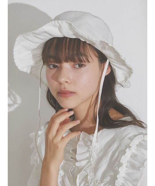 merry jenny(メリージェニー)の「frillキャンバスHAT(ハット・レディース・ブラック/オフホワイト・FREE)」の4枚目の写真