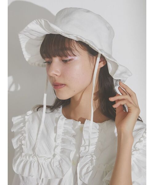 merry jenny(メリージェニー)の「frillキャンバスHAT(ハット・レディース・ブラック/オフホワイト・FREE)」の3枚目の写真