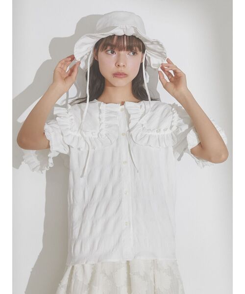 merry jenny(メリージェニー)の「frillキャンバスHAT(ハット・レディース・ブラック/オフホワイト・FREE)」の6枚目の写真