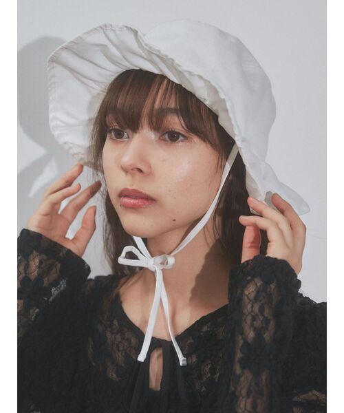 merry jenny(メリージェニー)の「frillキャンバスHAT(ハット・レディース・ブラック/オフホワイト・FREE)」の15枚目の写真