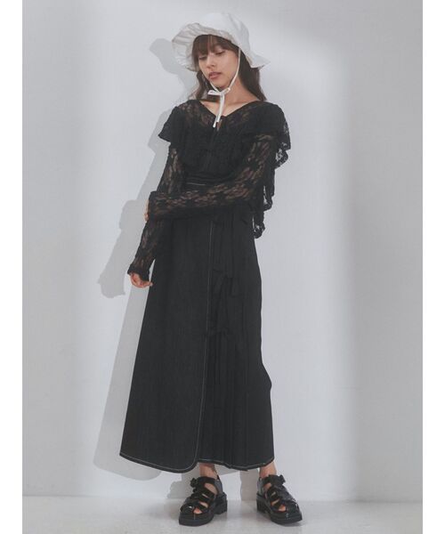 merry jenny(メリージェニー)の「frillキャンバスHAT(ハット・レディース・ブラック/オフホワイト・FREE)」の16枚目の写真