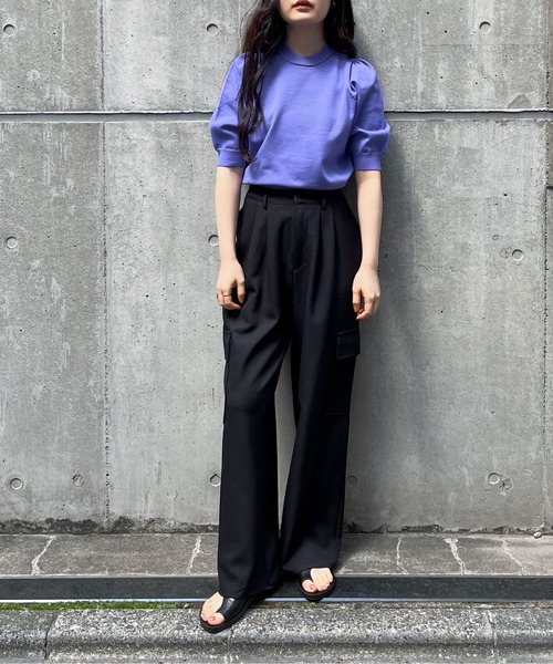 feepur（フェピュール）の「【ハンドウォッシャブル】ライトウェイトカラーパフニット（ニット/セーター・レディース・ブラウン/パープル/オレンジ/ブラック/オフホワイト/ブルー・MEDIUM）」の11枚目の写真