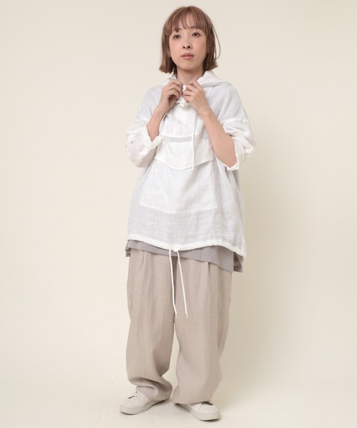 RNA-N（アールエヌエーエヌ）の「B2758 リネンライトアノラック（その他トップス・レディース・オフホワイト/グリーン/チャコール・MEDIUM）」の5枚目の写真