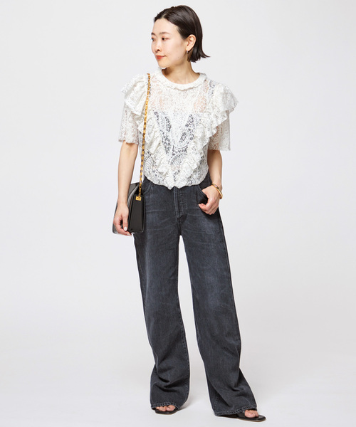 COVERT/コーベルト LACE RUCHED TOP レースブラウス セール】【COVERT/コーベルト】LACE RUCHED TOP（シャツ