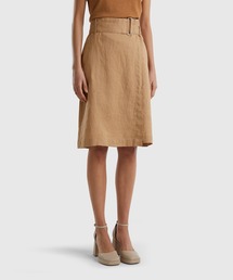 リネン100％ミディ丈ラップスカート