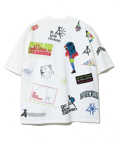 【新品】ゴースローキャラバン 色々LOGOバックTシャツ go slow caravan(ゴースローキャラバン)の「USA/C gsc LOGO