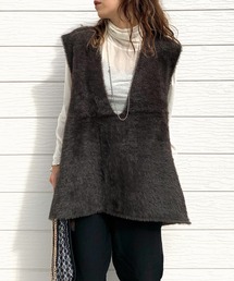 Q | リバーシャギーニットジレ(ベスト)