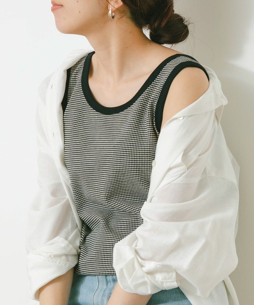 URBAN RESEARCH Sonny Label（アーバンリサーチサニーレーベル）の「フライス/ジャガードタンクトップ（タンクトップ・レディース・ブラック/オフホワイト/その他1・FREE）」の3枚目の写真