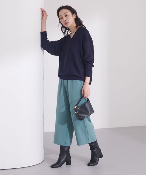 UR'S(ユアーズ)の「センターピンタッククロップドワイドパンツ(その他パンツ・レディース・ブラック/ダークブルー/ベージュ/ダークネイビー・S/M/L)」の7枚目の写真