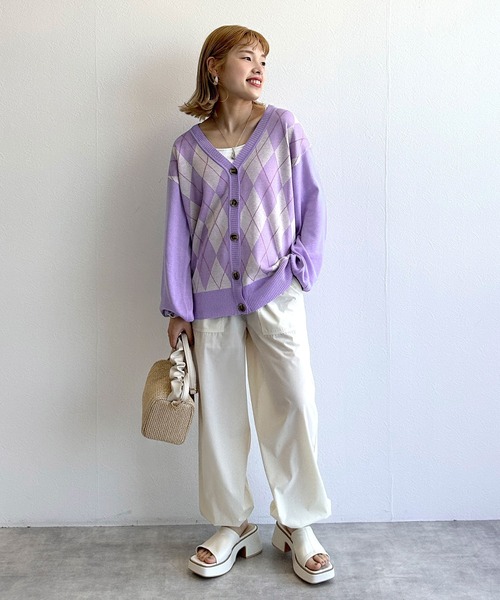 w closet（ダブルクローゼット）の「アーガイル柄ニットカーディガン