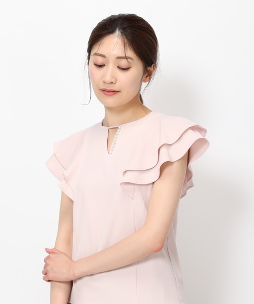 MISCH MASCH(ミッシュマッシュ)の「■2023春夏新作■パール付きダブルフリルブラウス/MM328114(シャツ/ブラウス・レディース・ホワイト/ブラック/ライトブルー/ピンク・フリ-)」の12枚目の写真