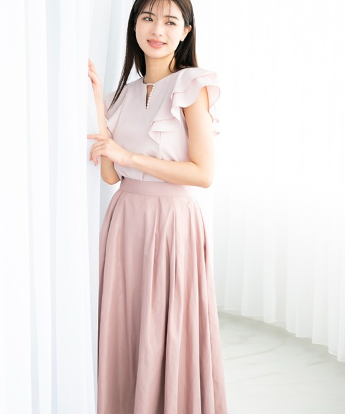 MISCH MASCH(ミッシュマッシュ)の「■2023春夏新作■パール付きダブルフリルブラウス/MM328114(シャツ/ブラウス・レディース・ホワイト/ブラック/ライトブルー/ピンク・フリ-)」の6枚目の写真