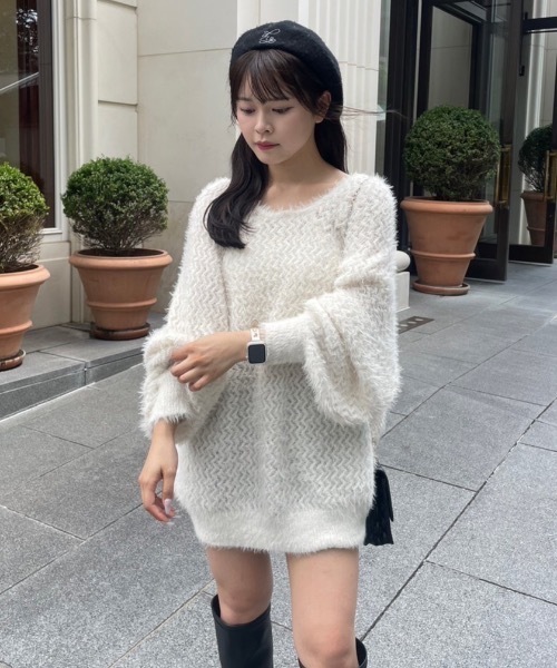 one after another NICE CLAUP(ワンアフターアナザーナイスクラップ)の「前後2way/リボンメッシュニットカーディガン(カーディガン/ボレロ・レディース・アイボリー/ライトグレー/ブラック/ピンク・FREE)」の20枚目の写真