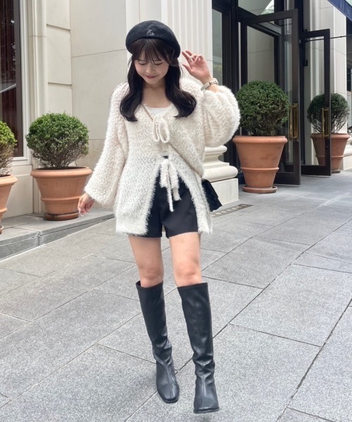 one after another NICE CLAUP(ワンアフターアナザーナイスクラップ)の「前後2way/リボンメッシュニットカーディガン(カーディガン/ボレロ・レディース・アイボリー/ライトグレー/ブラック/ピンク・FREE)」の19枚目の写真