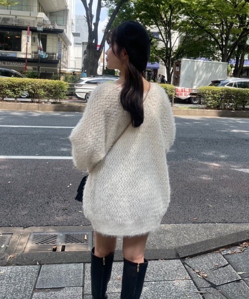 one after another NICE CLAUP(ワンアフターアナザーナイスクラップ)の「前後2way/リボンメッシュニットカーディガン(カーディガン/ボレロ・レディース・アイボリー/ライトグレー/ブラック/ピンク・FREE)」の21枚目の写真