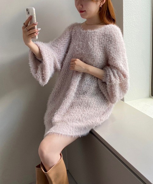 セール】前後2way/リボンメッシュニットカーディガン（カーディガン