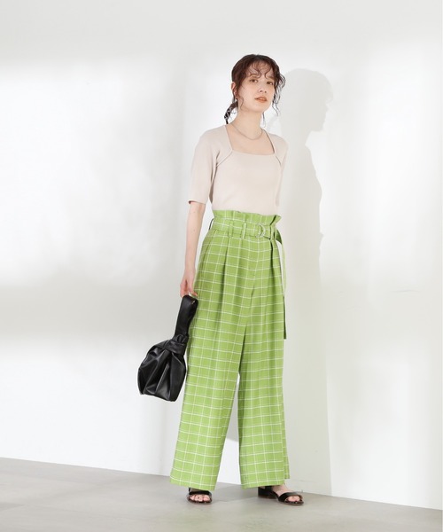 N.（N. Natural Beauty Basic）（エヌエヌナチュラルビューティーベーシック）の「◆ベルト付ハイウエストワイドパンツ（スラックス・レディース・ホワイト/ブラック系その他/グリーン系その他・MEDIUM）」の15枚目の写真