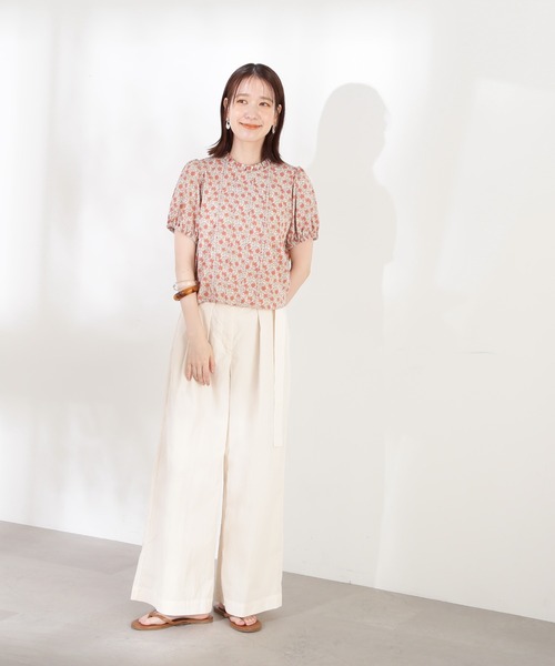 N.（N. Natural Beauty Basic）（エヌエヌナチュラルビューティーベーシック）の「◆ベルト付ハイウエストワイドパンツ（スラックス・レディース・ホワイト/ブラック系その他/グリーン系その他・MEDIUM）」の5枚目の写真