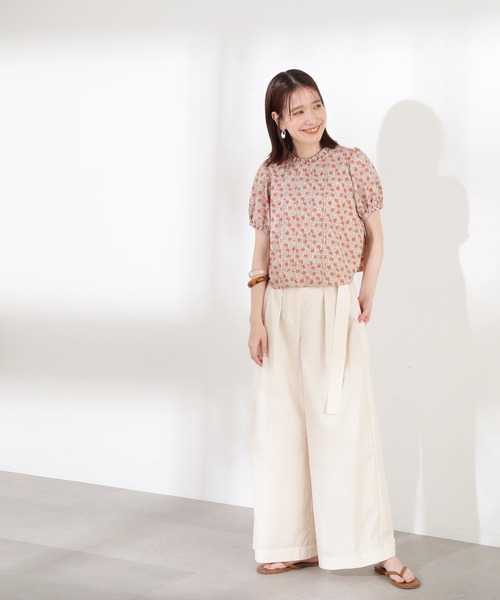 N.（N. Natural Beauty Basic）（エヌエヌナチュラルビューティーベーシック）の「◆ベルト付ハイウエストワイドパンツ（スラックス・レディース・ホワイト/ブラック系その他/グリーン系その他・MEDIUM）」の6枚目の写真