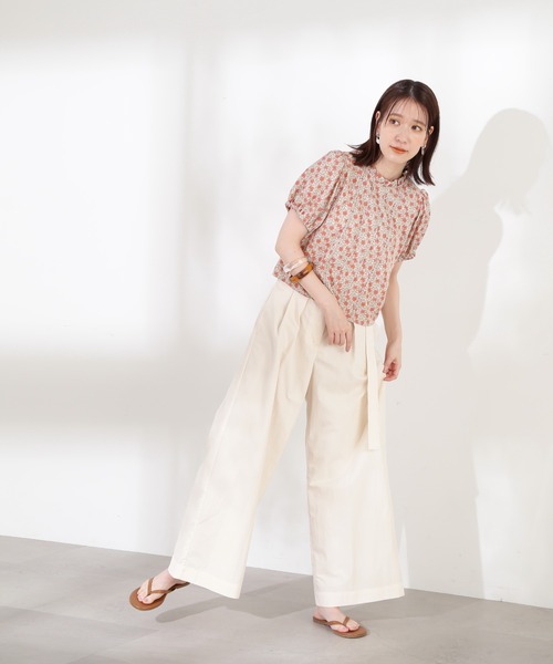 N.（N. Natural Beauty Basic）（エヌエヌナチュラルビューティーベーシック）の「◆ベルト付ハイウエストワイドパンツ（スラックス・レディース・ホワイト/ブラック系その他/グリーン系その他・MEDIUM）」の7枚目の写真