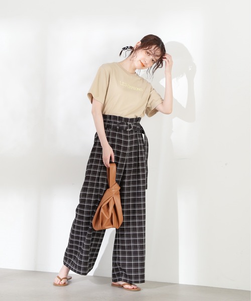 N.（N. Natural Beauty Basic）（エヌエヌナチュラルビューティーベーシック）の「◆ベルト付ハイウエストワイドパンツ（スラックス・レディース・ホワイト/ブラック系その他/グリーン系その他・MEDIUM）」の11枚目の写真