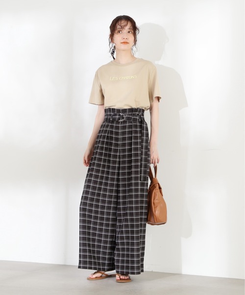 N.（N. Natural Beauty Basic）（エヌエヌナチュラルビューティーベーシック）の「◆ベルト付ハイウエストワイドパンツ（スラックス・レディース・ホワイト/ブラック系その他/グリーン系その他・MEDIUM）」の12枚目の写真