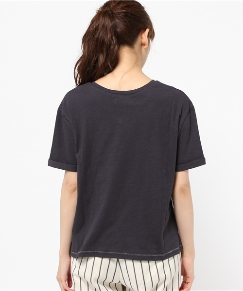 CIAOPANIC（チャオパニック）の「【Ciaopanic】　ジンバブエコットン天竺VネックTシャツ（Tシャツ/カットソー・レディース・ホワイト/ブラック・FREE）」の8枚目の写真