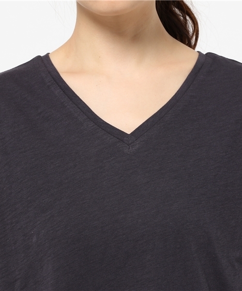 CIAOPANIC（チャオパニック）の「【Ciaopanic】　ジンバブエコットン天竺VネックTシャツ（Tシャツ/カットソー・レディース・ホワイト/ブラック・FREE）」の9枚目の写真