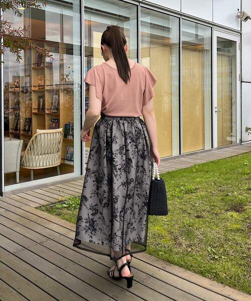 couture brooch（クチュールブローチ）の「◆【SS-LL/甘すぎない、大人フェミニン】オーガンジーフラワーレイヤードスカート（スカート・レディース・ライトグレー/ブラック・40/38/42/36/34）」の18枚目の写真