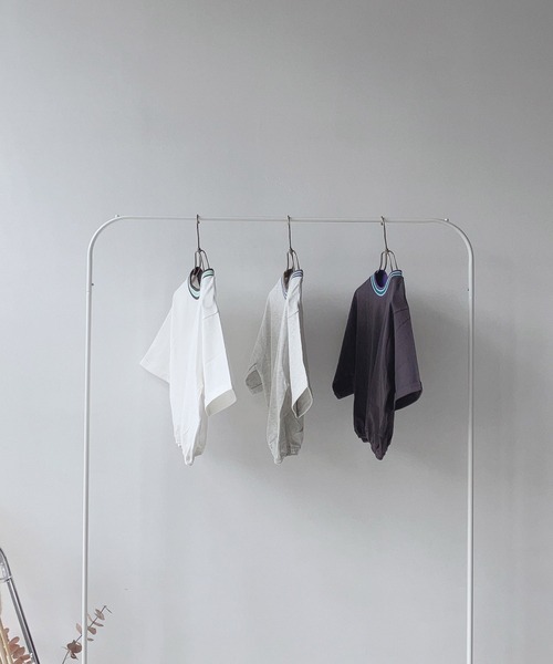 AS KNOW AS plus(アズノゥアズプラス)の「〇ラインリブ ハート刺繍ショート丈Tシャツ(Tシャツ/カットソー・レディース・オフホワイト/スミクロ/オートミール・FREE)」の6枚目の写真