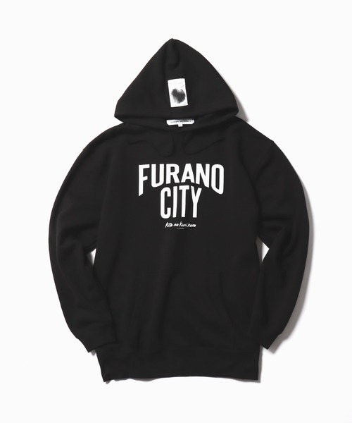 FURANO CITY ブラックパーカー 富良野市 FURANO CITY Hoodie by JIMOTOE Wear Local Japan