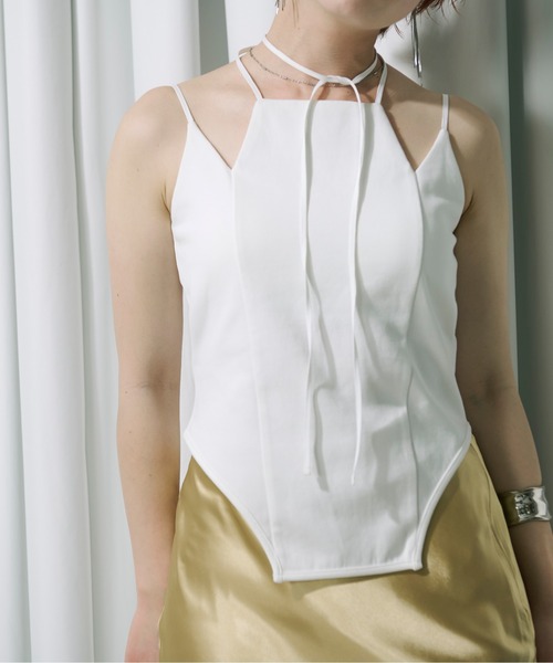 Ezick（エジック）の「Back sheer jagged ホルターネックキャミソール（キャミソール・レディース・ホワイト/グリーン/ブラック/ネイビー・FREE）」の15枚目の写真