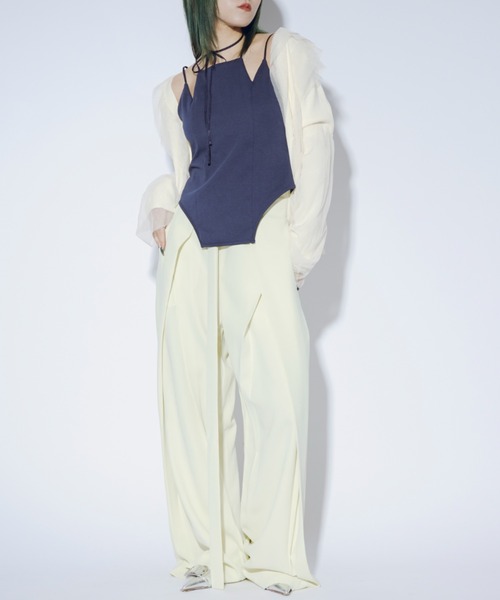 Ezick（エジック）の「Back sheer jagged ホルターネックキャミソール（キャミソール・レディース・ホワイト/グリーン/ブラック/ネイビー・FREE）」の12枚目の写真