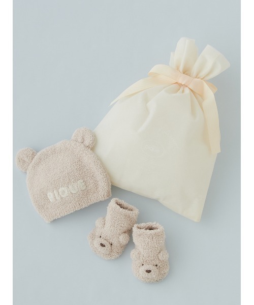 ラッピング済み】【BABY】パウダーベアキャップ＆ソックスSET