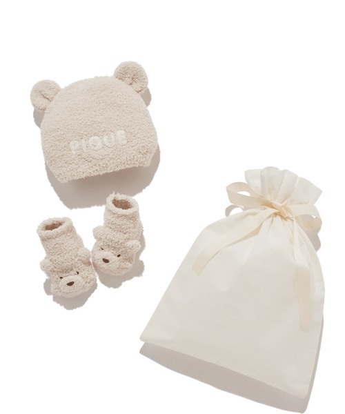 ラッピング済み】【BABY】パウダーベアキャップ＆ソックスSET