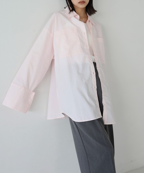 hellam（へラム）の「【入荷禁止】ビックポケット オーバーサイズシャツ（シャツ/ブラウス・レディース・オフホワイト/ブラック/ブルー/チャコールグレー/ホワイト×ブラック/ホワイト×ブルー/ベージュ/オレンジ/ブルー系その他/ピンク/スミクロ・FREE）」の10枚目の写真