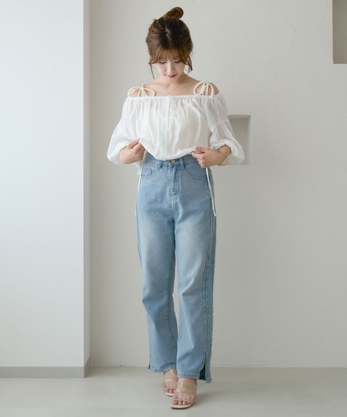 Ambre Ciel（アンブルシエル）の「2wayギャザーリボンブラウス／WEB/EC限定商品（シャツ/ブラウス・レディース・ブルー/オフホワイト・FREE）」の10枚目の写真