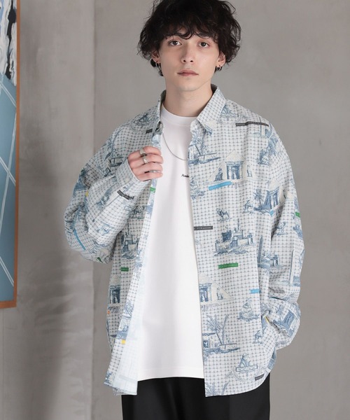 RAGEBLUE（レイジブルー）の「総柄プリントシャツ（シャツ/ブラウス