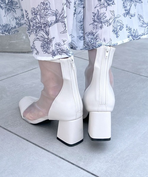 INGNI（イング）の「シアーショートブーツ（ブーツ・レディース・アイボリー/ブラック・L/M）」の7枚目の写真