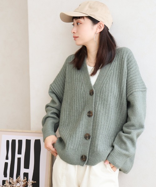 Social GIRL（ソーシャルガール）の「フロントリブカーディガン（カーディガン/ボレロ・レディース・グリーン/チャコール/グレイッシュベージュ/パープル・FREE）」の5枚目の写真