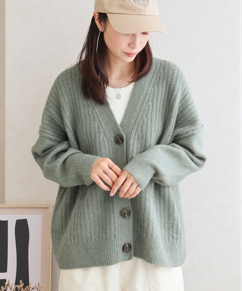 Social GIRL（ソーシャルガール）の「フロントリブカーディガン（カーディガン/ボレロ・レディース・グリーン/チャコール/グレイッシュベージュ/パープル・FREE）」の7枚目の写真