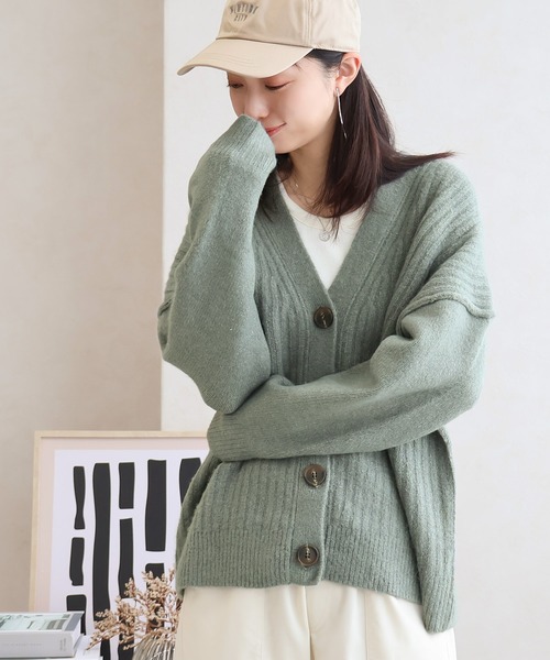 Social GIRL（ソーシャルガール）の「フロントリブカーディガン（カーディガン/ボレロ・レディース・グリーン/チャコール/グレイッシュベージュ/パープル・FREE）」の8枚目の写真